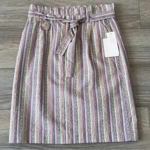 Downeast Finders Keepers Skirt Serape Stripe Tie Belt Knee Length NWT Size 10